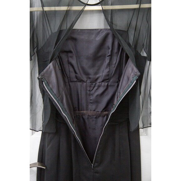 Vintage 1950s/60s Jr. Theme New York Black Dress with Sheer Overlay, size S - Picture 7 of 9